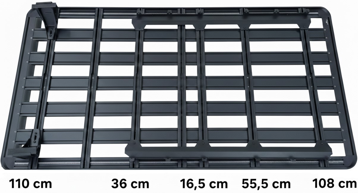INEOS Grenadier nastavení plošiny Rhino-Rack 2700x1472 mm